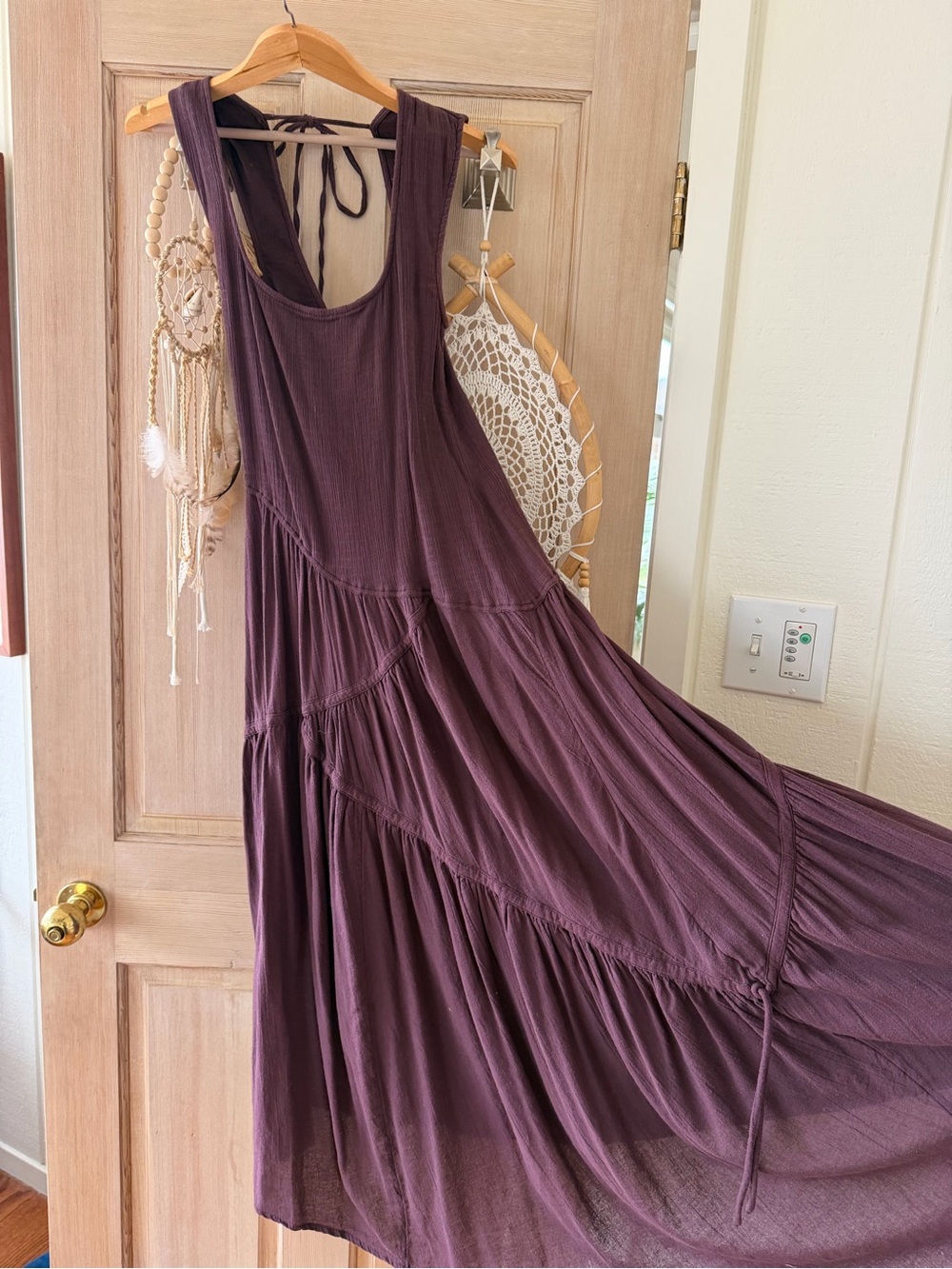 Free People Flowing Tiered Maxi Dress — Plum